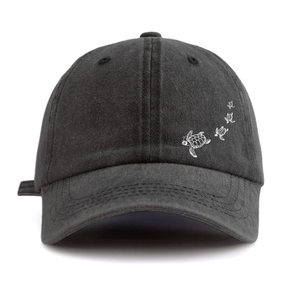 Turtle Print Washed Baseball Cap For Adults
