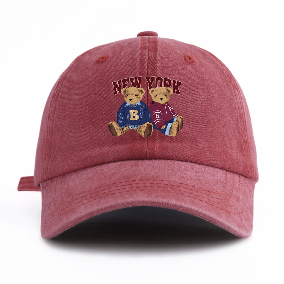 Bear Duo Print Washed Baseball Cap