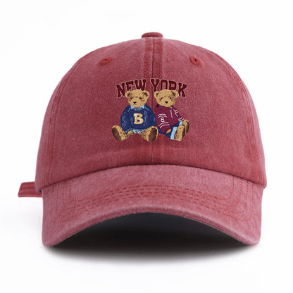 Bear Duo Print Washed Baseball Cap