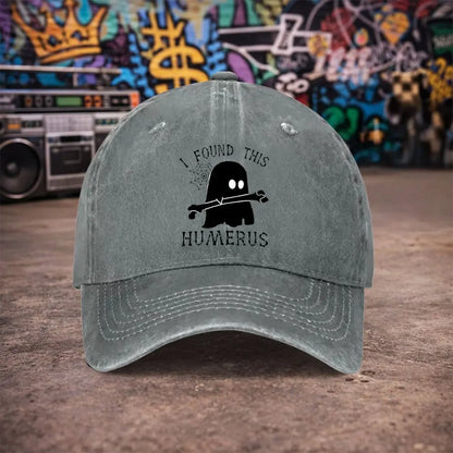 Ghost Bone Pattern Vintage Washed Baseball Cap