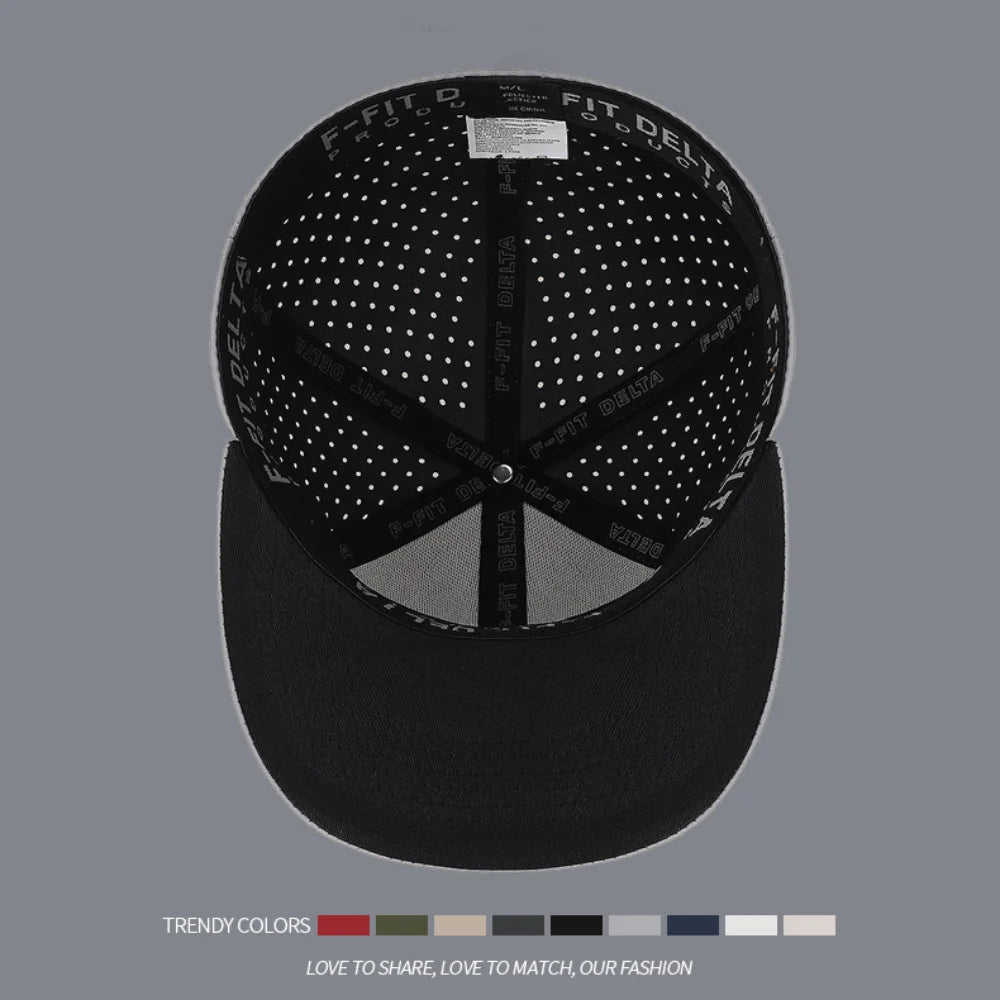 High Quality Full Closed Mens Snaoback Cap Causal Solid Flat Brim