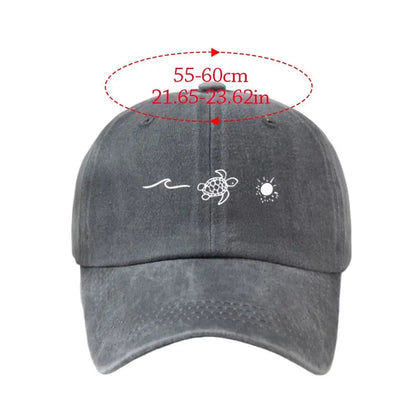 Fashion Wave Turtle Baseball Caps Sun Protection Adjustable Sunscreen Hats Men Women