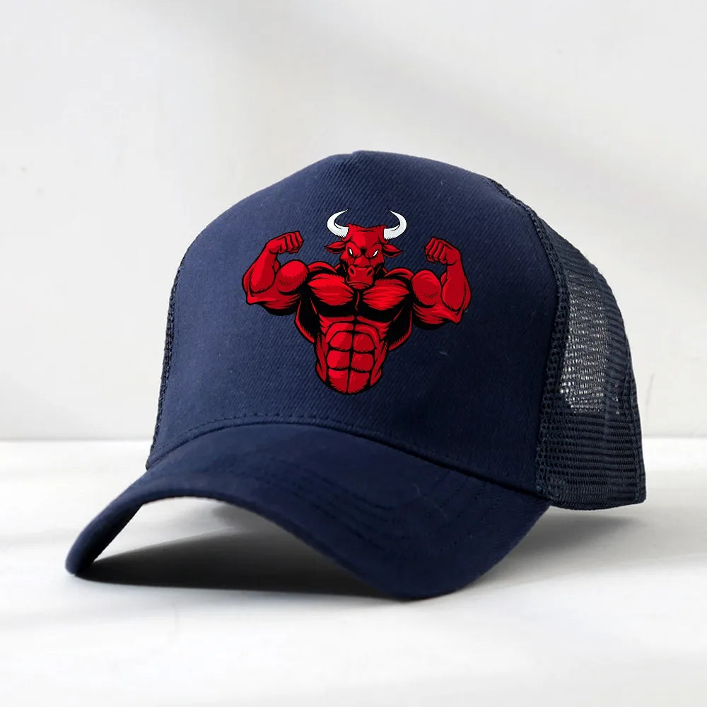 Angry Bull Head Print Summer Baseball Cap