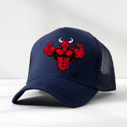 Angry Bull Head Print Summer Baseball Cap