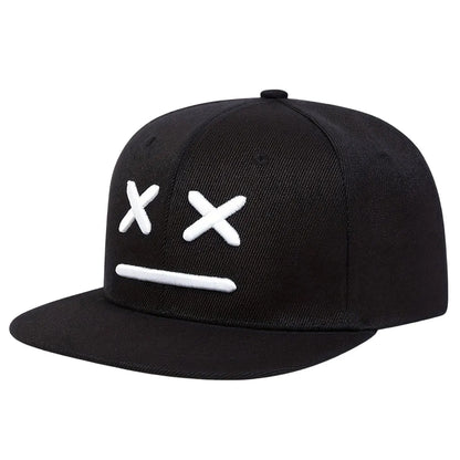 Unisex XX Smiling Face Embroidery Hip-hop Hats Spring Autumn Adjustable Casual Snapback Caps