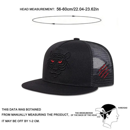 Unisex Tiger Embroidery Hip-hop Net Hats Snapback Caps