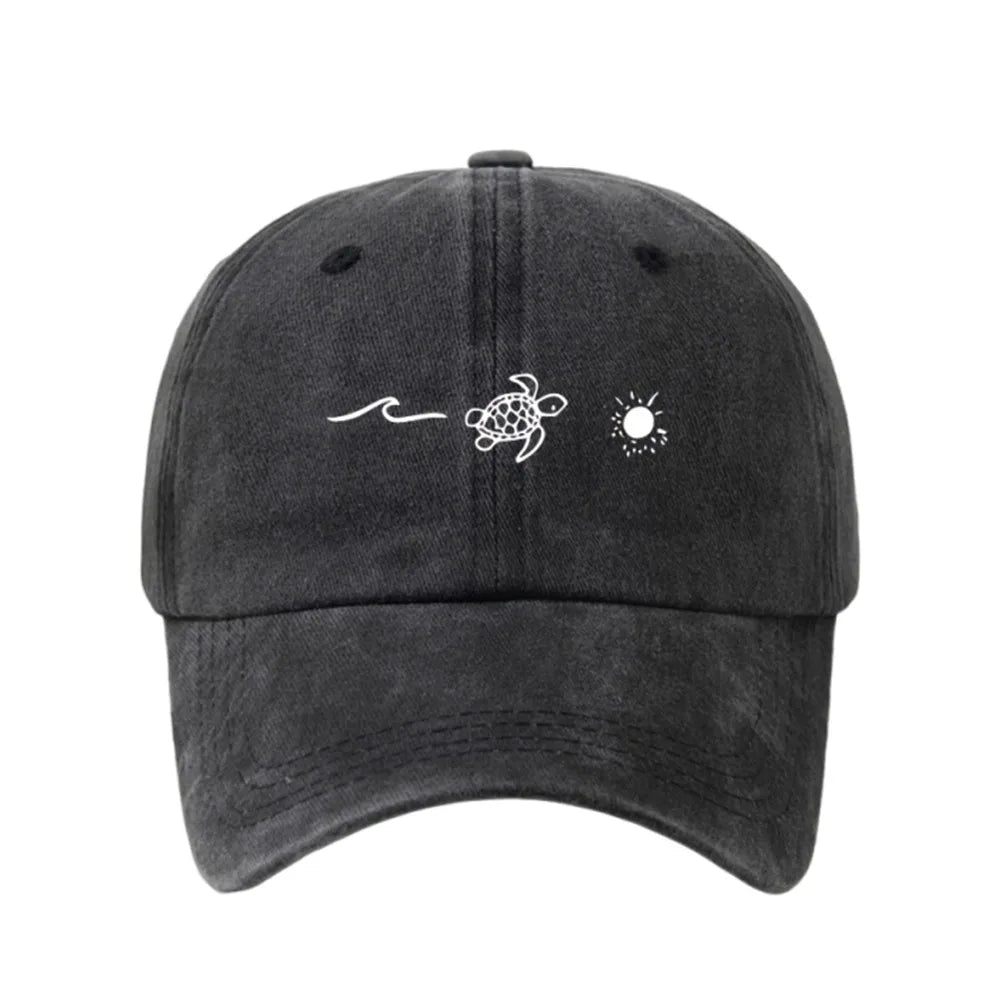 Fashion Wave Turtle Baseball Caps Sun Protection Adjustable Sunscreen Hats Men Women