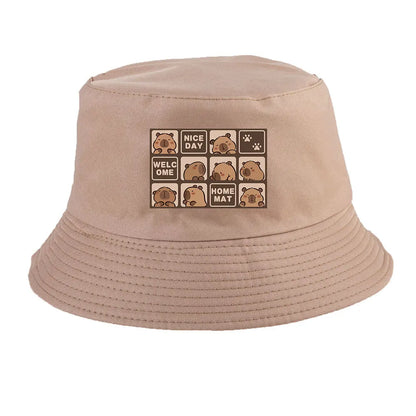Summer Spring Ladies Cotton Korean Casual Outdoor Sunprotection Capybara Bucket Hat For Men Women