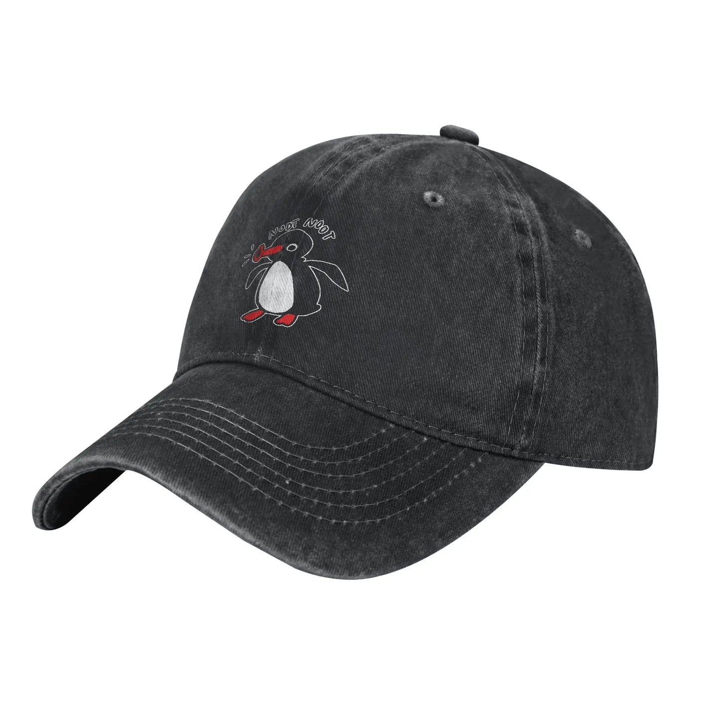 Pingu Her Friend the Seal Baseball Cap Distressed Cotton Penguin Meme Funny Cartoon Snapback Hat