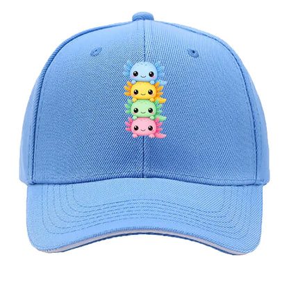 Cute Pastel Axolotl Friends Stack Sandwich Baseball Cap