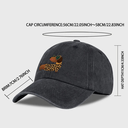Leopard-Print Dachshund Baseball Cap