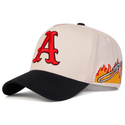 Unisex A Letter Embroidery Side Flame Baseball Caps Spring Autumn