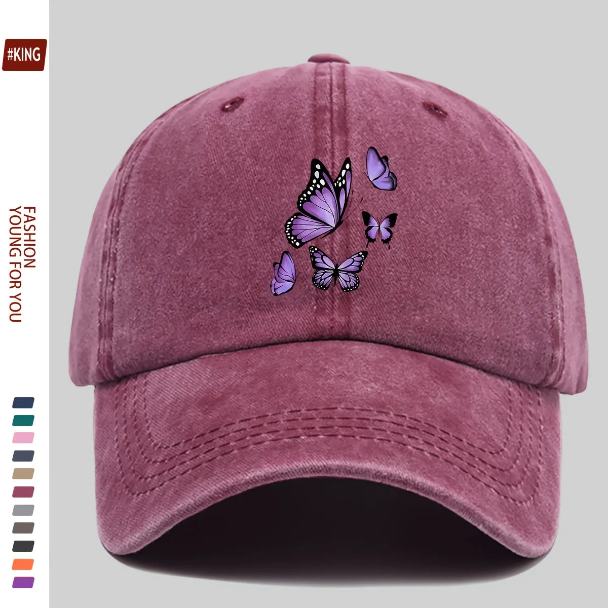 New Simple Versatile Butterfly Print Baseball Cap