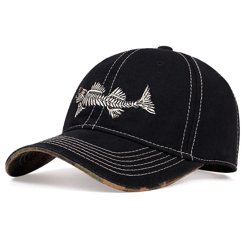 Fishbone Embroidered Baseball Cap