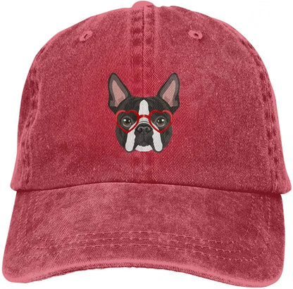 Boston Terrier Washed Baseball Cap