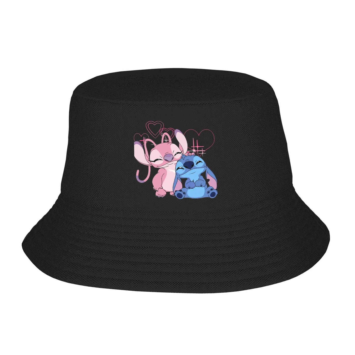 Trendy Stitch Falling in Love Bucket Hat Woman Packable Outdoor Lilo and Stitch