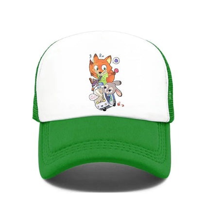 Cartoon Anime Print Baseball Cap Zootopia Judy Nick Sun Mesh Hat