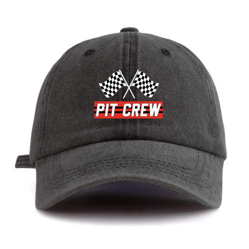 PIT CREW Print Washed Baseball Cap For Adults