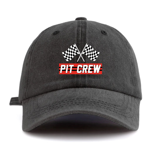 PIT CREW Print Washed Baseball Cap For Adults