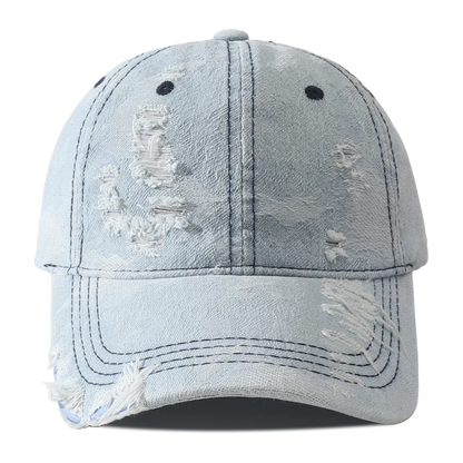 Vintage Distressed Denim Baseball Cap Hip Hop Streetwear Washed Ripped