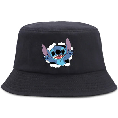 Lilo Stitch Cotton Foldable Bucket Hat Women Hat Boys Girls Fishing Hunting Cap