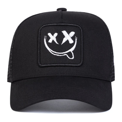 Unisex XX Smiling Face Embroidery Baseball Caps Hip Hop Hat Sunscreen Hat