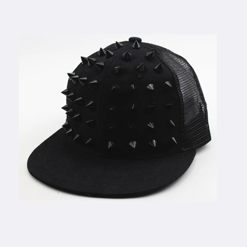 Men Women Rivet Hat Punk Rock Hip Hop Stud Baseball Cap Y2K Snapback Outdoor
