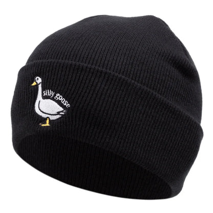 Cute Duck Embroidered Knitted Hat, Warm For Men and Women In Autumn And Winter