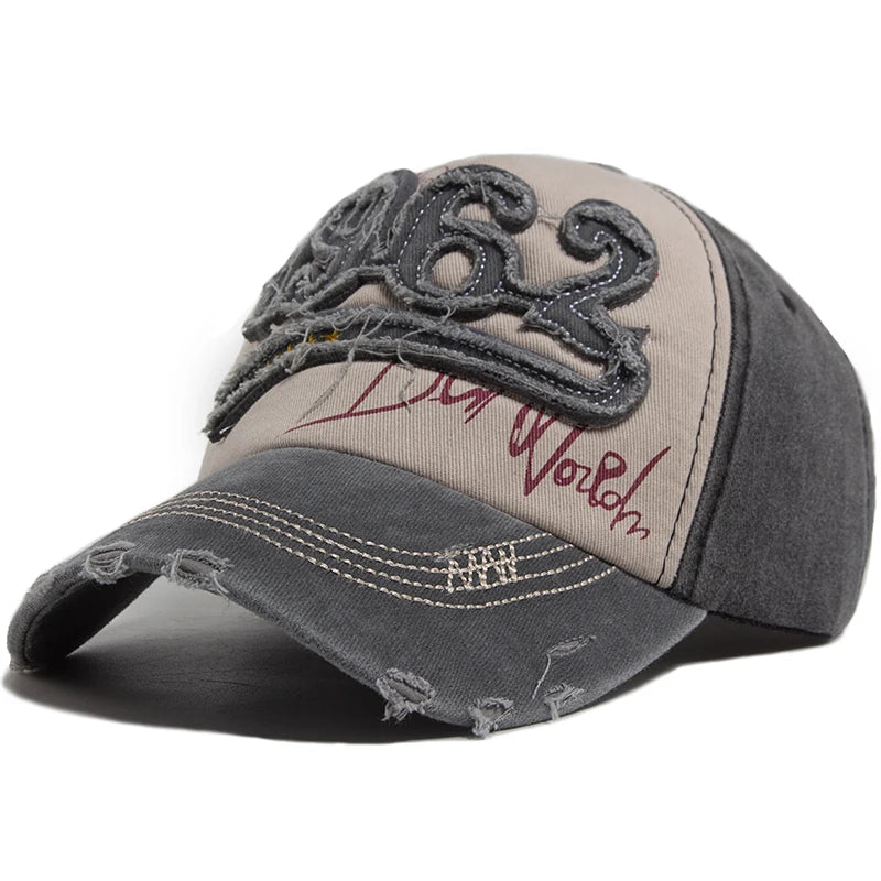 Fashion Vintage Washed Cotton Baseball Cap Men Digit 1962 Embroidery Snapback Spring Autumn Women