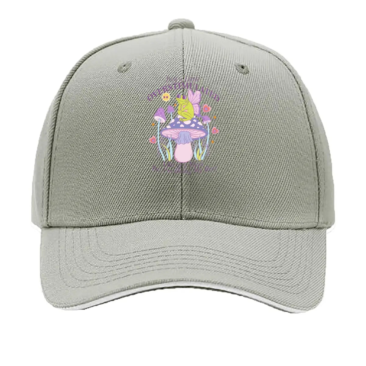 Just A Little Overstimulated Frog Mushroom Doing My Best Sandwich Baseball Cap