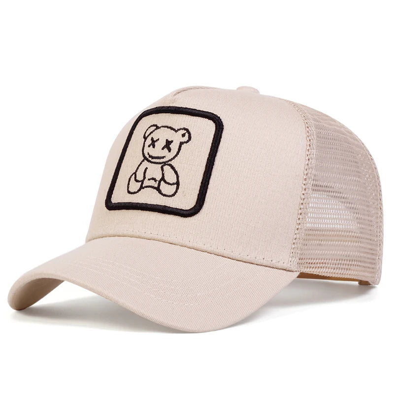 Cute Bear Embroidery Mesh Baseball Hat