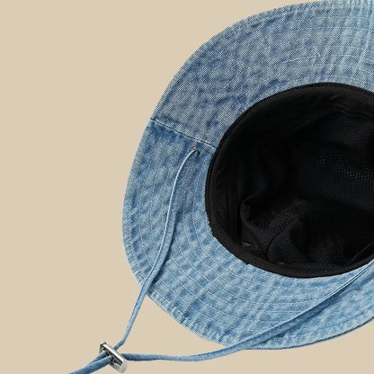 Retro Washed Cotton Denim Bucket Hat Unisex Fisherman Cap For Women/Men, Spring/Autumn Sunshade Vintage Distressed New Casual