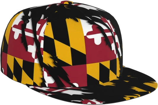 Maryland Flag Snapback Caps Sun Protection Hat Outdoor Trucker Hat