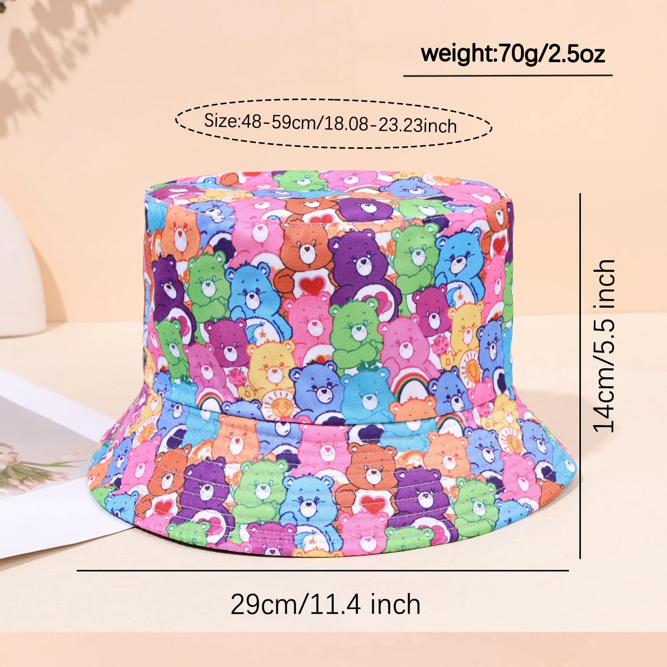 Cute Cartoon Teddy Bear Printed Fisherman Hat Bucket Hats, Men's And Women's Sun Hats