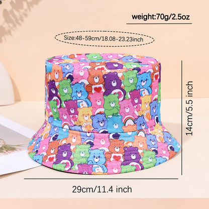 Cute Cartoon Teddy Bear Printed Fisherman Hat Bucket Hats, Men's And Women's Sun Hats