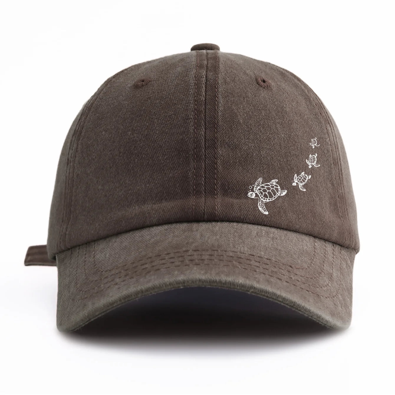 Turtle Print Washed Baseball Cap For Adults