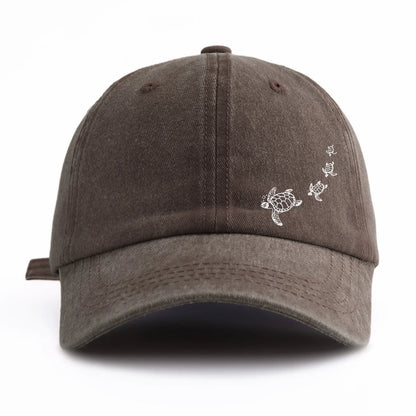 Turtle Print Washed Baseball Cap For Adults