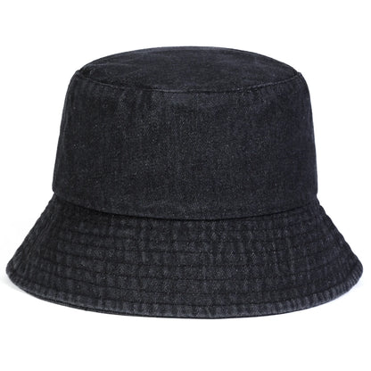 Unisex Light Board Solid Color Denim Bucket Hats Fishermen Caps