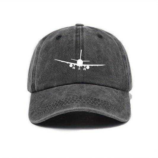 Airplane Printed Baseball Cap With Simple Design, Men's And Women's Outdoor Equipment