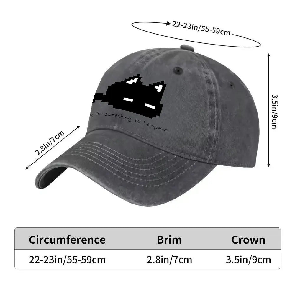 Black And White Pixel Cat Baseball Cap