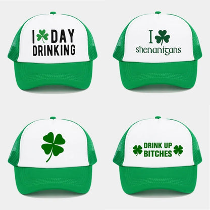 New Green Velvet Clover Shamrock Hat Sunshade Breathable Sun Hat Mesh Baseball Cap
