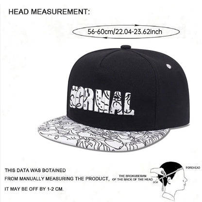 Trendy NORMAL Embroidered Pattern Flat Edge Hat Fashionable Men's Hip Hop Hat Women's Snapback Cap