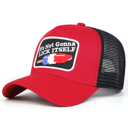 LICK ITSELF Letter Embroidery Baseball Net