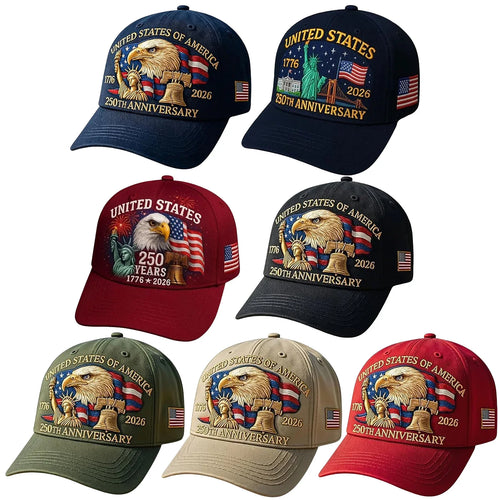 US 250th Anniversary Hat United States Eagle Printed Cotton Baseball Caps