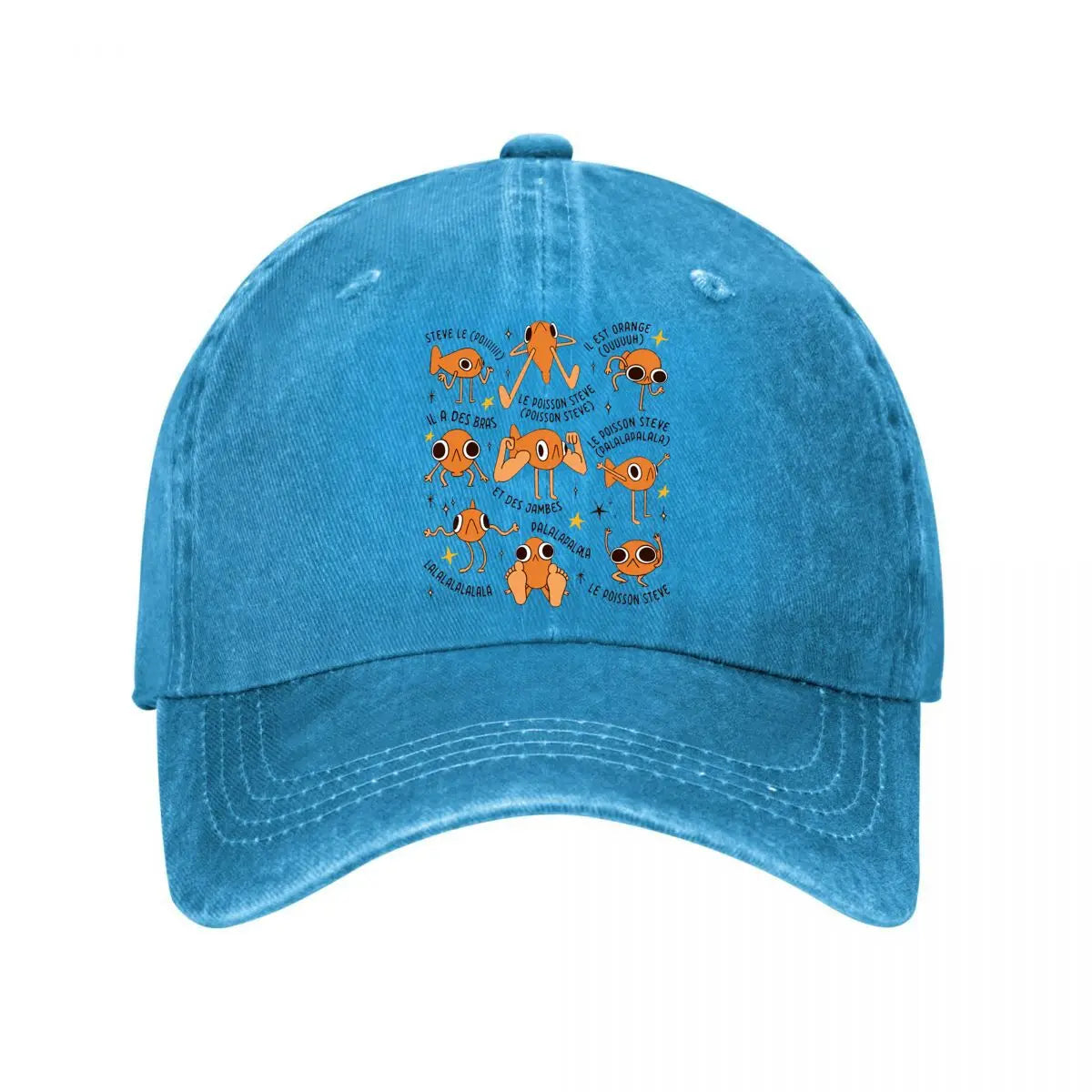 Le Poisson Steve Funny Orange Fish Meme French Baseball Cap
