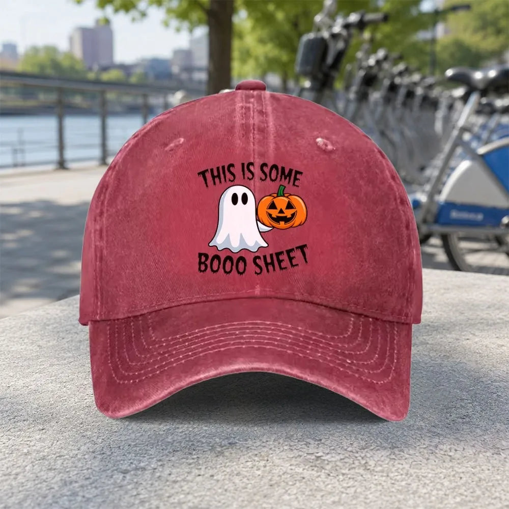 Unisex Halloween Ghost Pumpkin Washed Baseball Cap