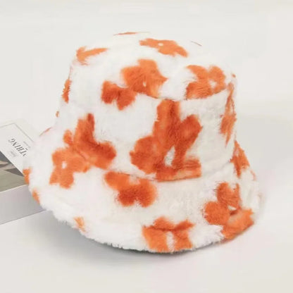 Fluffy Fur Women Bucket Hat Thick Warm Sun Hat For Men and Women