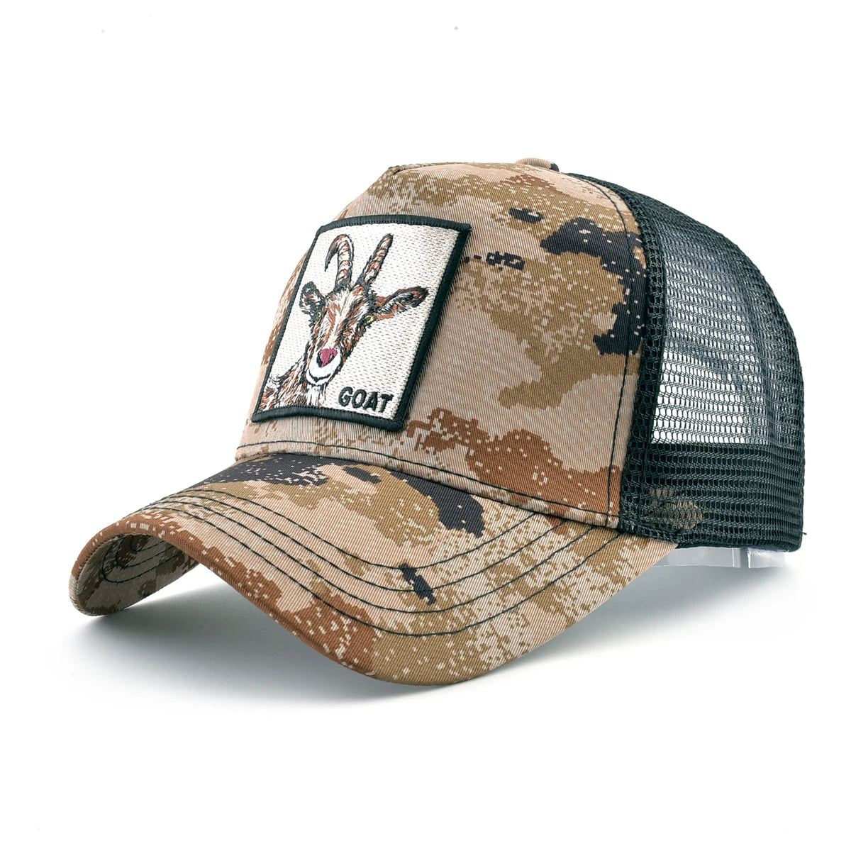Camouflage With Embroidery Lion Patch Snapback Baseball Cap