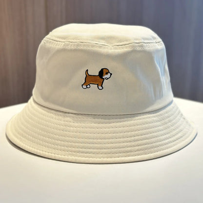 And Simple Embroidered Puppy Fisherman Hats Bucket Hat