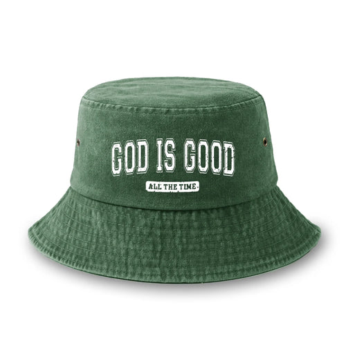Reversible God Is Good Printed Washed Fisherman Hat Bucket Hat